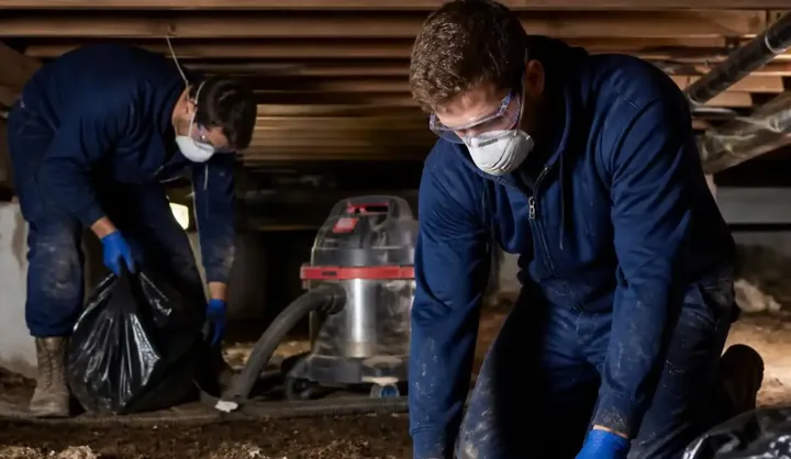 Technicians cleaning and preparing a Charleston, SC crawl space