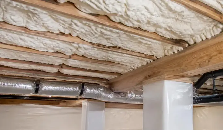 Spray foam insulation and sealed liner in a Charleston, SC crawl space